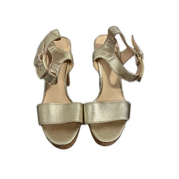 Nine West Silver Tan Cork High Heel Sandals 6.5 - Picture 2 of 6